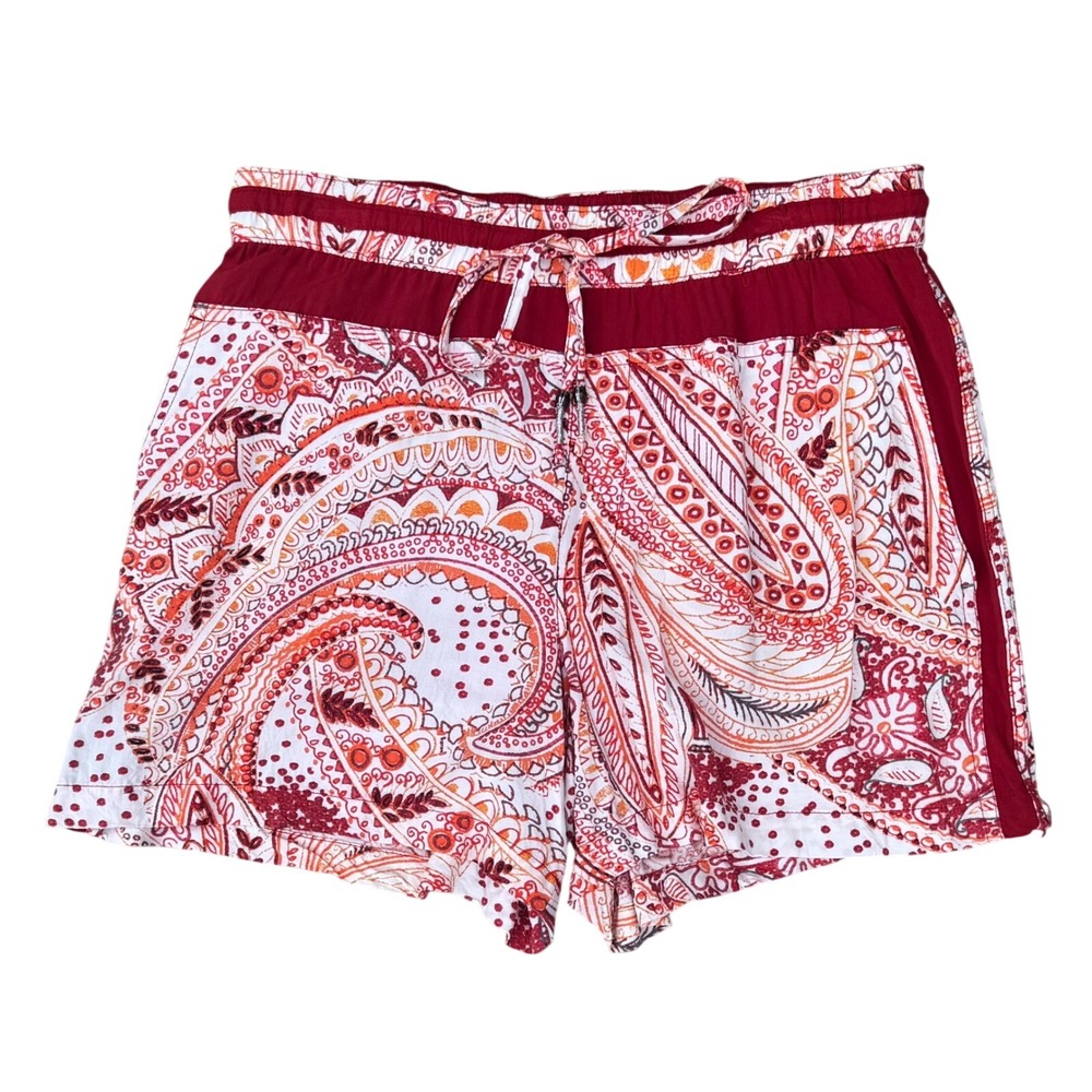 Hei Hei Anthropologie Women's Red Paisley Drawstring Elastic Waist Shorts SZ XS